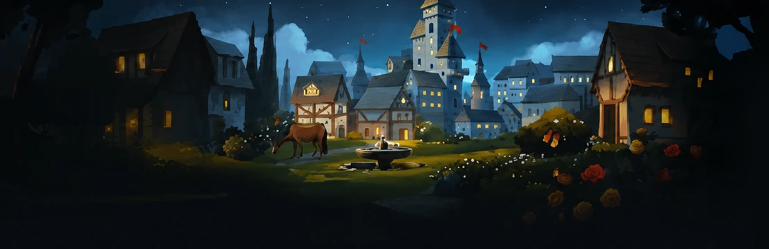 Night-lit Kingdom Casino village leading to the first deposit match